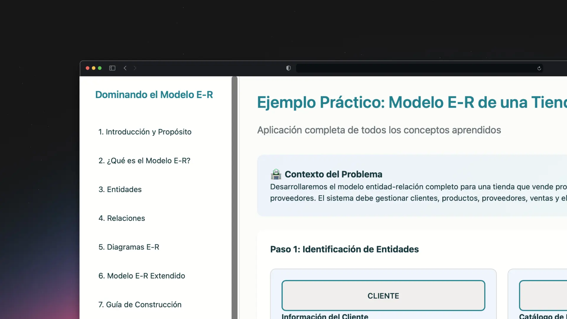 Screenshot del modelo ER de estudiantes
