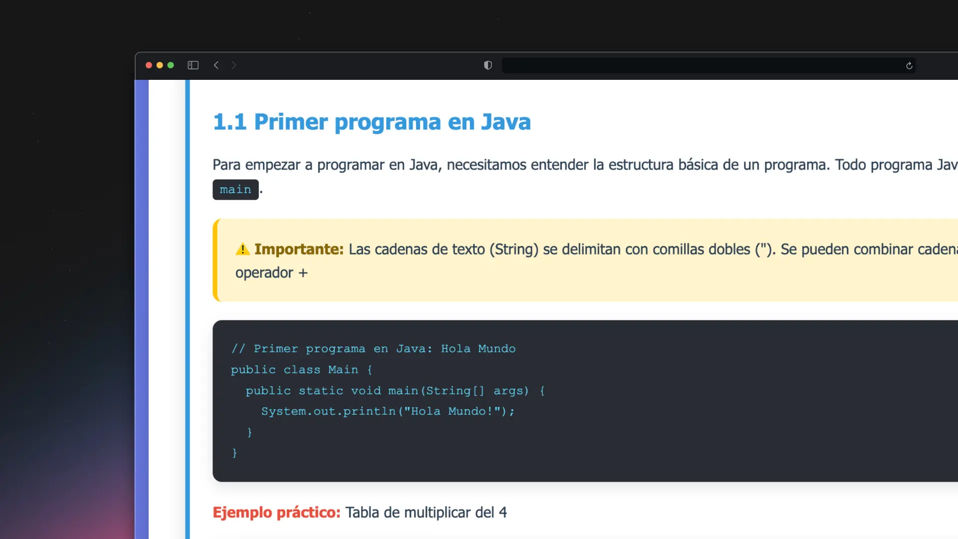 Screenshot de Fundamentos Java