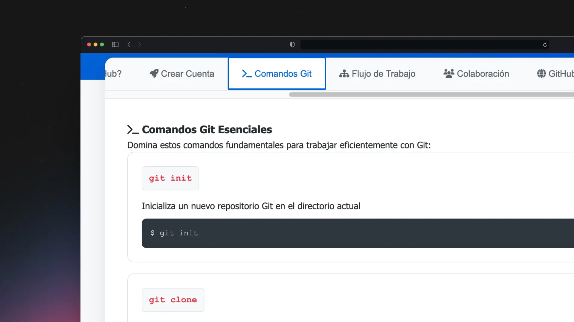 Screenshot de Git y GitHub tutorial